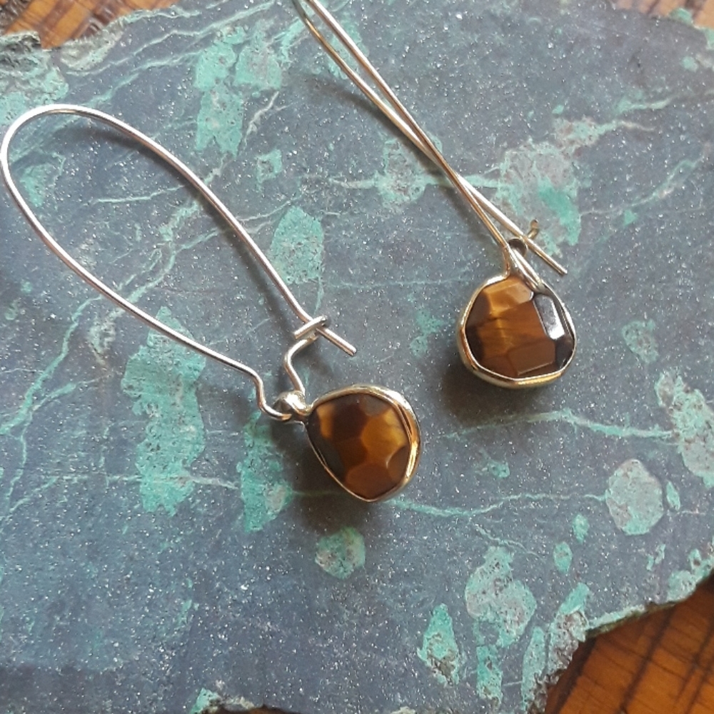 Tigers eye teardrop earrings